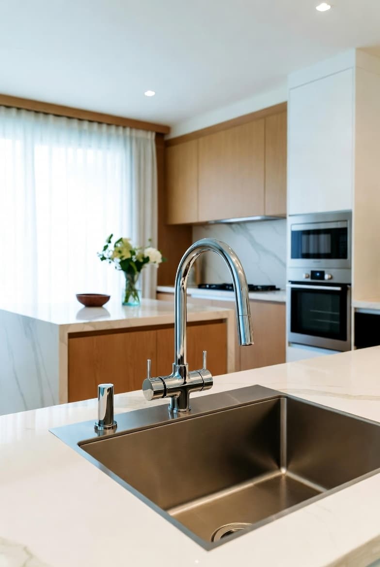 Modern kitchen interior with natural light